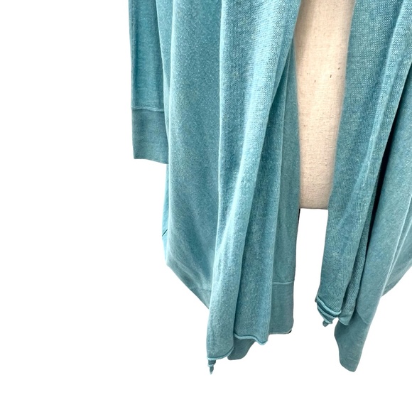 MINNIE ROSE AQUA BLUE OVERSIZED OPEN SHORT SLEEVE COTTON CARDIGAN - Picture 6 of 14